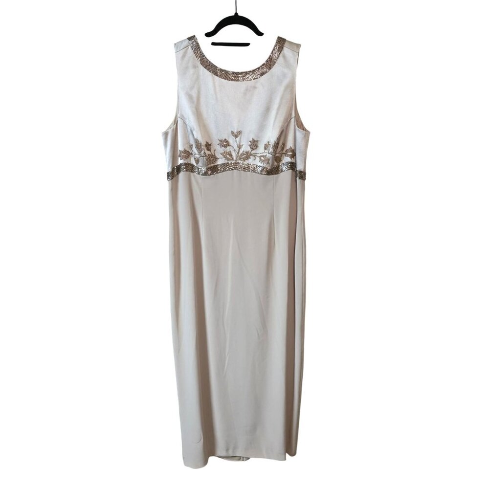 Lillie Rubin Chancelle Champagne Sheath Formal Evening Dress Gown